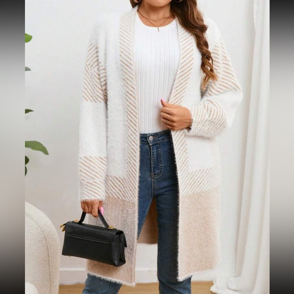 Cozy Fuzzy Open Front Duster  Cardigan - Picture 2 of 6